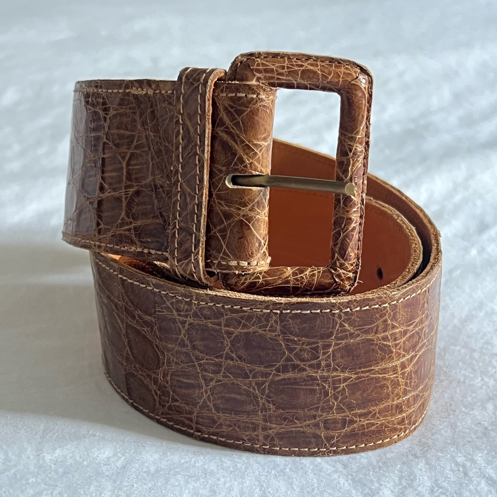 Brown Calvin Klein Genuine Crocodile Belt